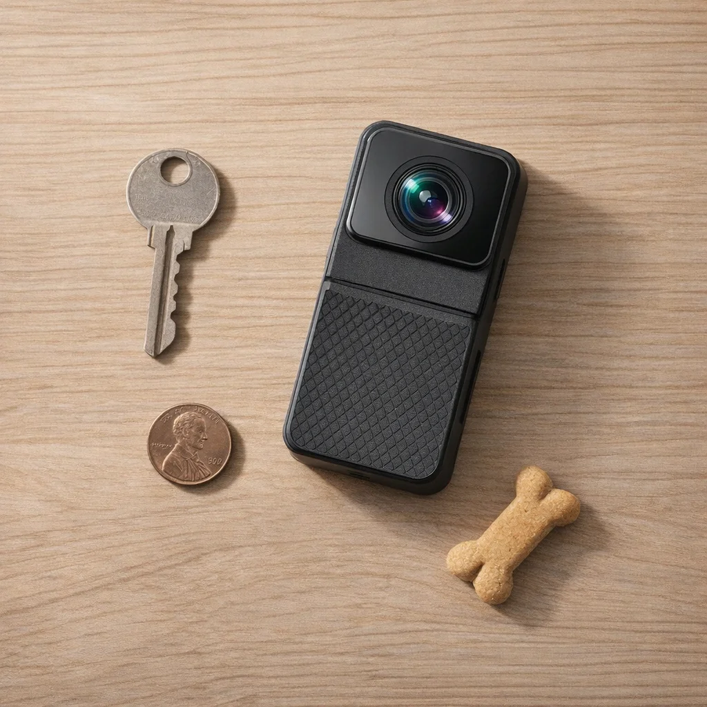 Wireless HD Cat Collar Camera for Pets - scale view